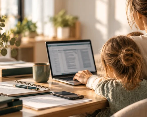 studiotock-Beitrag Bonus Mamme_Mutter und Kind im Homeoffice