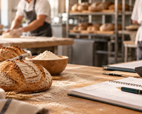 studiotock-beitrag bäcker vertrag_Handwerkliche Backstube mit frischem Brot